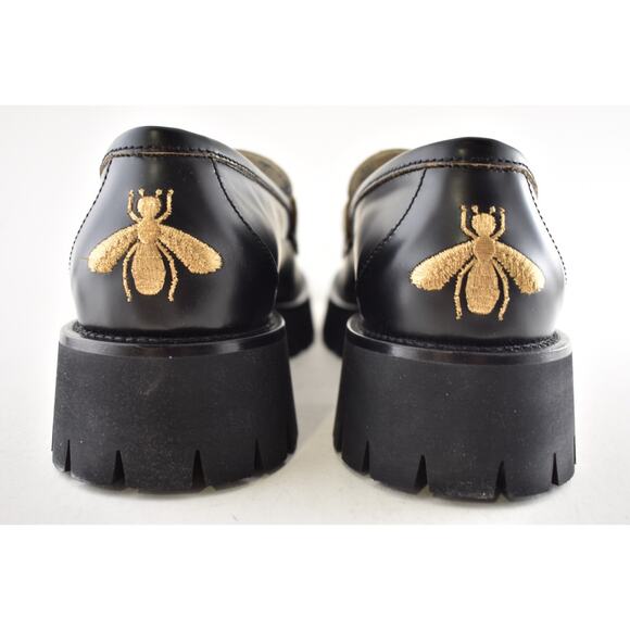 Gucci Cordovan Black Leather Horsebit Lug Sole Flat Platform Creeper Loafer 42 - Picture 15 of 16